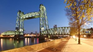 verlichting beweegbare brug Rotterdam De Hef, lichtarchitectuur brug door ipv Delft