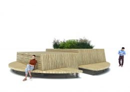 maatwerk zitbank voor plein