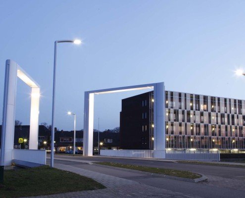 bijpassende lichtmasten licht architectuur Dolderbrug Steenwijk schemer