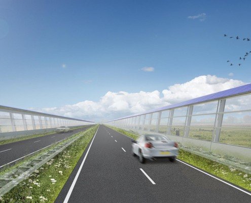 ontwerp van het energie- opwekkende geluidsscherm, duurzaam, simpel ontwerp, ontwerp door ipv Delft