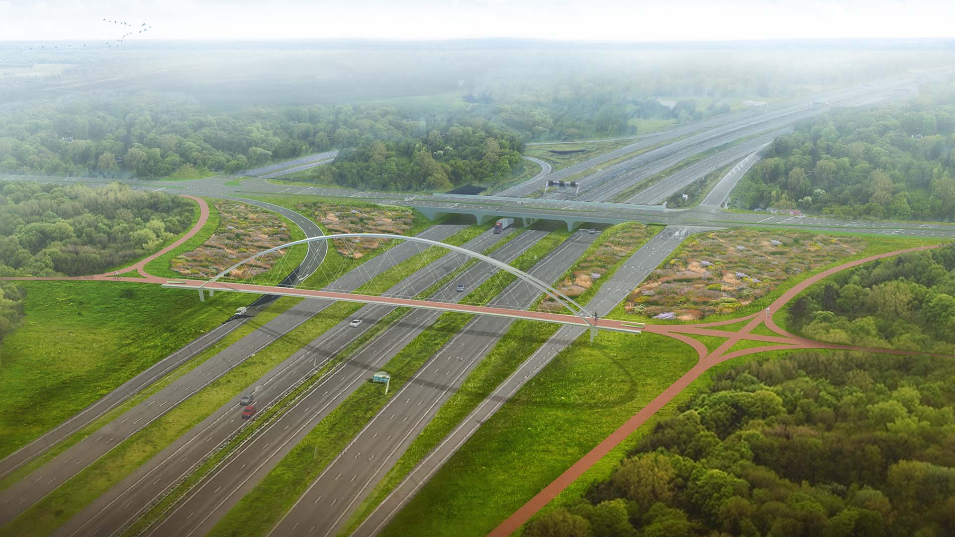 boogbrug A2 Vogelvlucht dag