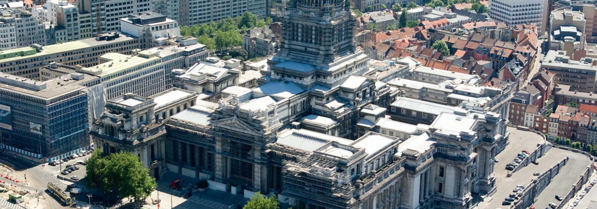 Lichtontwerp Justitiepaleis Brussel vanuit de lucht